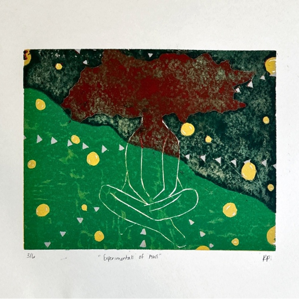 Abstract Green and Red Art Print